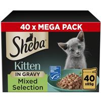 40 x 85g Sheba Sauce Collection Kitten Cat Food Pouches Mixed Selection in Gravy