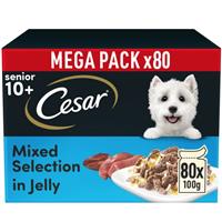80 x 100g Cesar Sauce Selection Adult Wet Dog Food Pouches Mixed in Jelly
