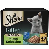 96 x 85g Sheba Sauce Collection Kitten Cat Food Pouches Mixed Selection in Gravy