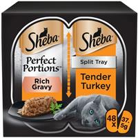 48 x 37.5g Sheba Perfect Portions Luxury Adult Wet Cat Food Tray Turkey in Gravy