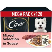 120 x 100g Cesar Sauce Selection Adult Wet Dog Food Pouches Mixed in Gravy