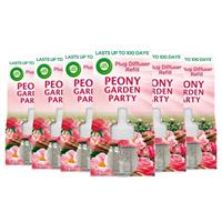 6 x Air Wick Plug In Liquid Electrical Refill Freshener Peony Garden Party 19ml