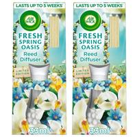 2 x Air Wick Fresh Spring Oasis 33ml Reed Diffuser Natural Essential Oils