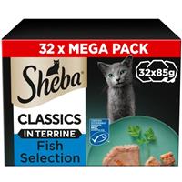 96 x 85g Sheba Classics Adult Wet Cat Food Trays Ocean Selection in Terrine