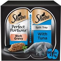 96 x 37.5g Sheba Perfect Portions Luxury Adult Wet Cat Food Trays Tuna in Gravy