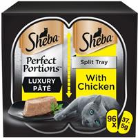 96 x 37.5g Sheba Perfect Portions Luxury Adult Wet Cat Food Tray Chicken in Pate