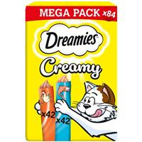 84 x 10g Dreamies Creamy Adult Cat & Kitten Treats with Tasty Chicken & Salmon