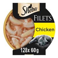 128 x 60g Sheba Fillets Adult Wet Cat Food Trays Chicken in Gravy