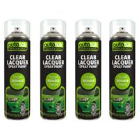 AutoTek Clear Lacquer Multi-Purpose Aerosol Spray Paint 500ml x4