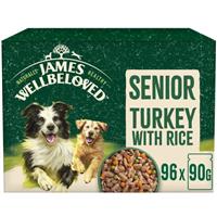 96 x 90g James Wellbeloved Senior Wet Dog Food Turkey in Gravy Pouch