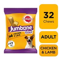 32 x Pedigree Jumbone Mini Small Dog Treats Chicken & Lamb Dog Chews 160g