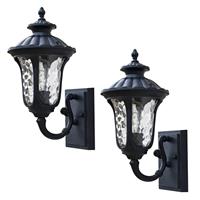 35cm Traditional Black Aluminium Ornate Victorian IP44 Lantern - 2 Pack