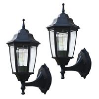 Deluxe "Pointed" Traditional Victorian Aluminium IP44 Wall Lantern - 2 Pack