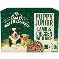 96 x 90g James Wellbeloved Puppy Wet Food Lamb & Chicken in Gravy Pouch
