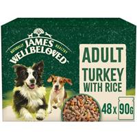 48 x 90g James Wellbeloved Adult Wet Dog Food Turkey in Gravy Pouch Multipack