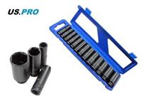 US PRO IMPACT SOCKET SET 13PC 1/2 DRIVE SAE AF IMPERIAL DEEP LONG REACH 3424