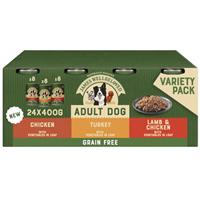 24 x 400g James Wellbeloved Grain Free Adult Dog Food Tins Turkey Lamb & Chicken