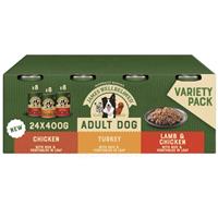 24 x 400g James Wellbeloved Adult Wet Dog Food Tins Turkey Lamb Chicken in Loaf