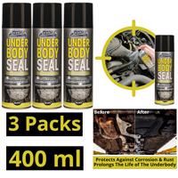 3X Underbody Seal Black Spray Can 400ml For Car Protection, Rustproof Paint