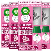 4 x Air Wick Pure Cherry Blossom Freshmatic Autospray Kit 250ml Refill & Device