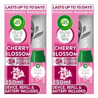 2 x Air Wick Pure Cherry Blossom Freshmatic Autospray Kit 250ml Refill & Device