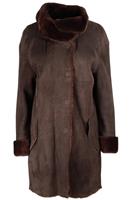 AKRIS BROWN SHEARLING AND SUEDE COAT FR 44 UK 16 - XXL Regular