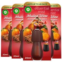 4 x 20ml Air Wick Mulled Wine Essential Mist Diffuser Air Freshener Refill