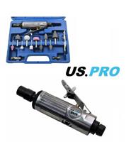 US PRO AIR DIE GRINDER 15PC 1/4 POLISHER SANDER KIT IN CASE 8419