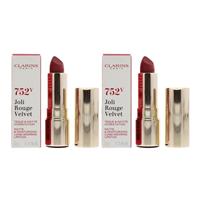 Clarins Joli Rouge Velvet Matte & Moisturizing Lipstick 752V Rosewood 3.5g X 2