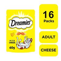 16 x 60g Dreamies Adult 1+ Cat Treats Cheese Cat Biscuits 960g