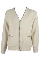 AURALEE GREEN & CREAM MEN'S WOOL CARDIGAN 4 UK/US 38 - M Regular