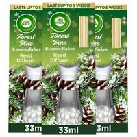 3 x Air Wick Forest Pine & Snowflakes Essential Oils Reed Diffusers 33ml