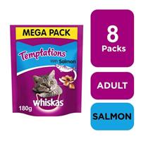 8 x 180g Whiskas Temptations Adult Cat Treats Salmon 1440g