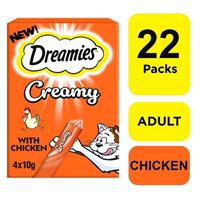 88 x 10g Dreamies Creamy Adult Cat & Kitten Treats with Tasty Chicken 22x40