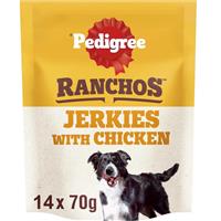 14 x 70g Pedigree Ranchos Jerkies with Chicken Adult Dog Treats Grain Free