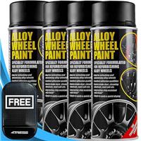 BLACK Alloy Wheel Spray Paint E-TECH 4x 400ml Cans Car Wheels Refurbishment +M