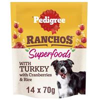 14 x 70g Pedigree Ranchos Superfoods with Tasty Turkey Adult Dog Treats