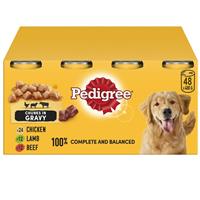 48 x 400g Pedigree Adult Wet Dog Food Tins Mixed Selection in Gravy Dog Can