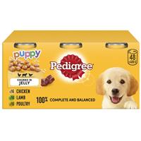 48 x 400g Pedigree Puppy Wet Dog Food Tins Mixed Selection in Jelly Dog Can