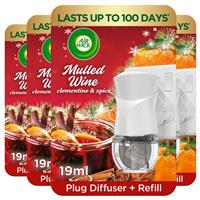 4 x Air Wick Mulled Wine Clementine Spice Electrical Scented Oil Plug In Kit 19m