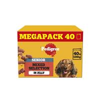40 x 100g Pedigree Senior Wet Dog Food Pouches Mixed Selection in Jelly
