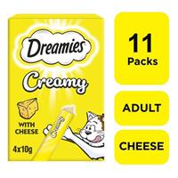 44 x 10g Dreamies Creamy Cat Treats with Cheese 11 x 40g