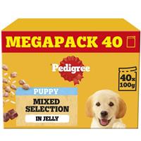 40 x 100g Pedigree Puppy Wet Dog Food Pouches Mixed Selection in Jelly