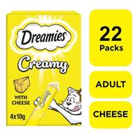 88 x 10g Dreamies Creamy Cat Treats with Cheese 22 x 40g