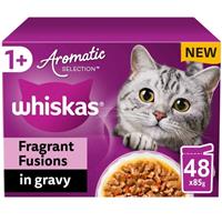 48 x 85g Whiskas 1+ Adult Wet Cat Food Pouches Aromatic Fusion in Gravy