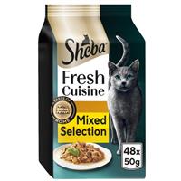 48 x 50g Sheba Fresh Cuisine Taste of Rome Cat Pouches Mixed Selection in Gravy