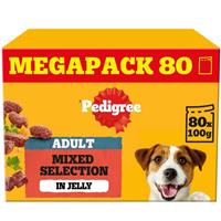 80 x 100g Pedigree Adult Wet Dog Food Pouches Mixed Selection in Jelly Mega Pack