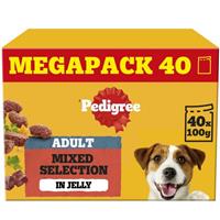 40 x 100g Pedigree Adult Wet Dog Food Pouches Mixed Selection in Jelly Mega Pack