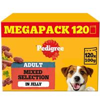 120 x 100g Pedigree Adult Wet Dog Food Pouches Mixed Selection in Jelly