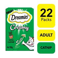 88 x 10g Dreamies Creamy Adult Cat and Kitten Treats with Catnip 22x40g